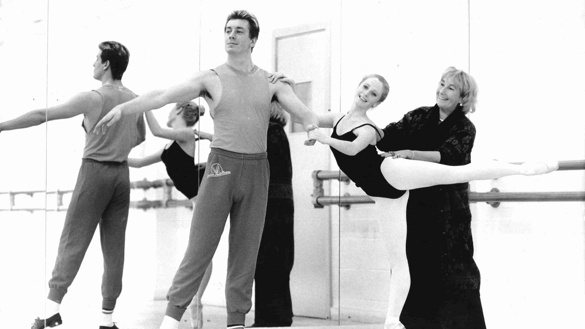 Bridget Espinosa teaching ballet to students Paul Jarvis and Nicola Rodmell